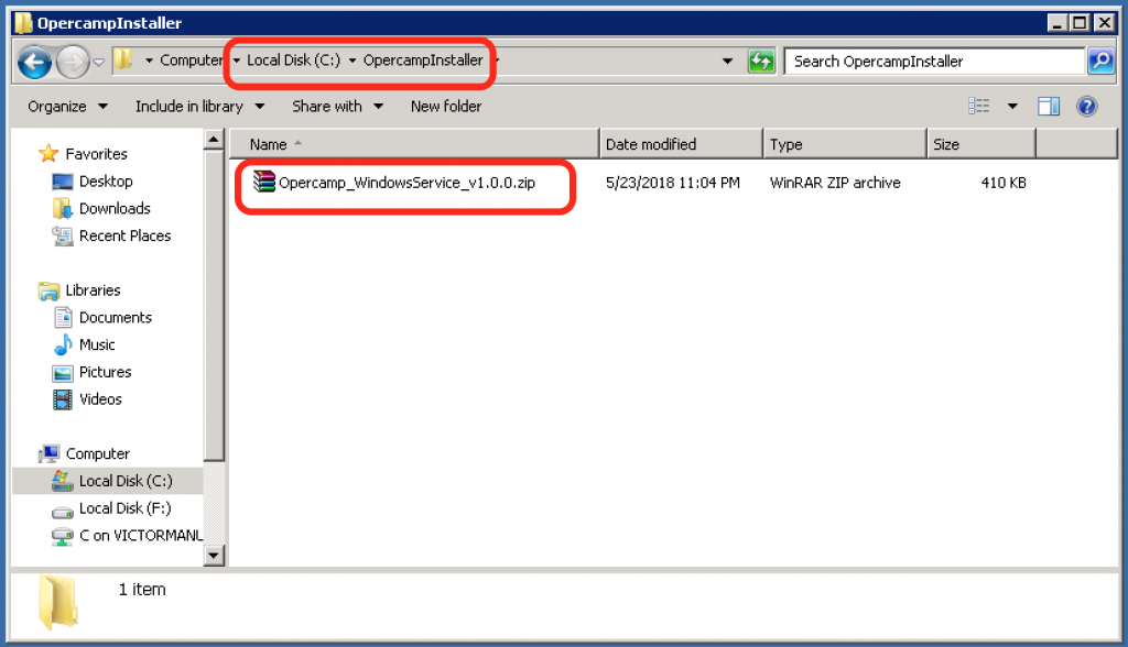 directorio de instalación del conector